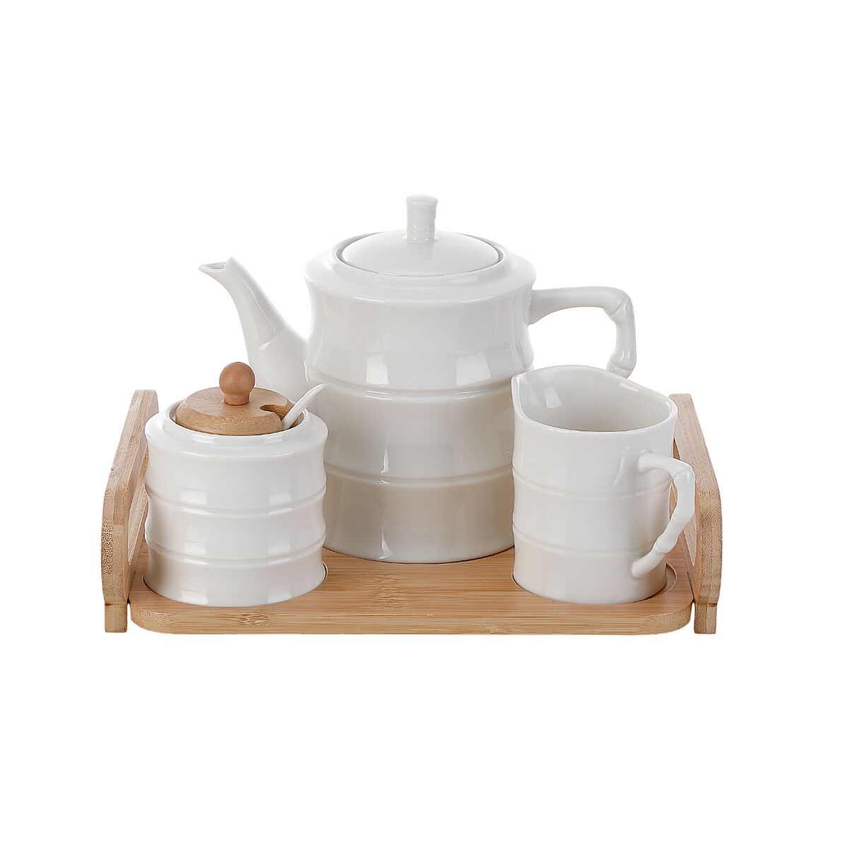 Théière Home ESPRIT Blanc Bambou Porcelaine