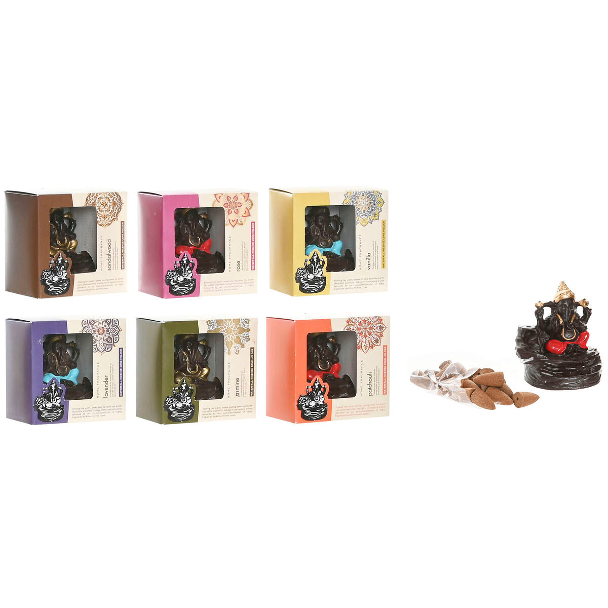 Brûleur d'huiles essentielles Home ESPRIT Céramique Mandala Indien 13 x 8 x 12,5 cm Encens (6 Unités)