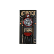 Horloge Murale Home ESPRIT Noir Rouge Doré PVC Métal Moto Vintage 60 x 18 x 120 cm