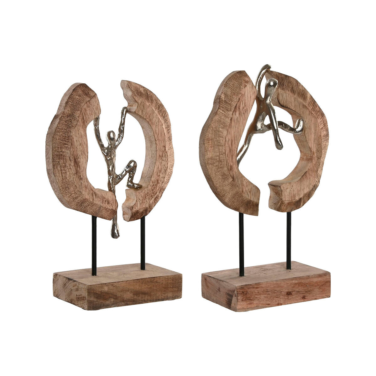 Figurine Décorative Home ESPRIT Marron Argenté Naturel 19 x 9 x 28 cm (2 Unités)