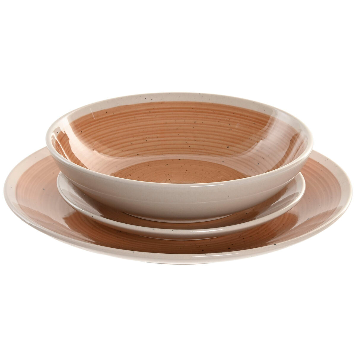 Assiettes Home ESPRIT Blanc Orange Grès 18 Pièces