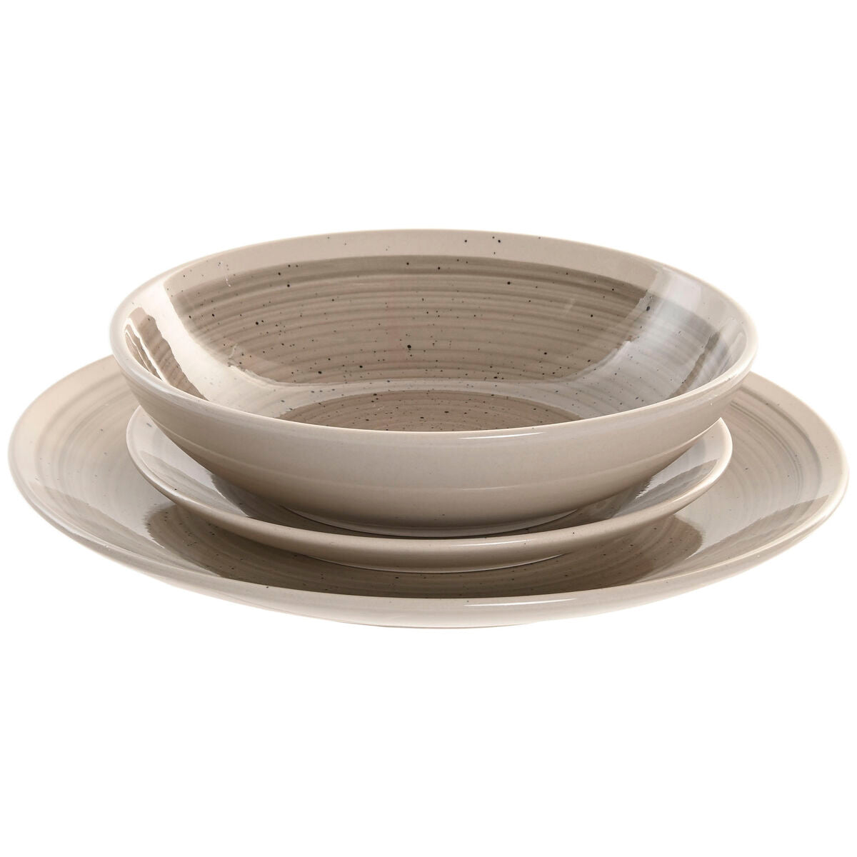 Assiettes Home ESPRIT Beige Gris Grès 18 Pièces