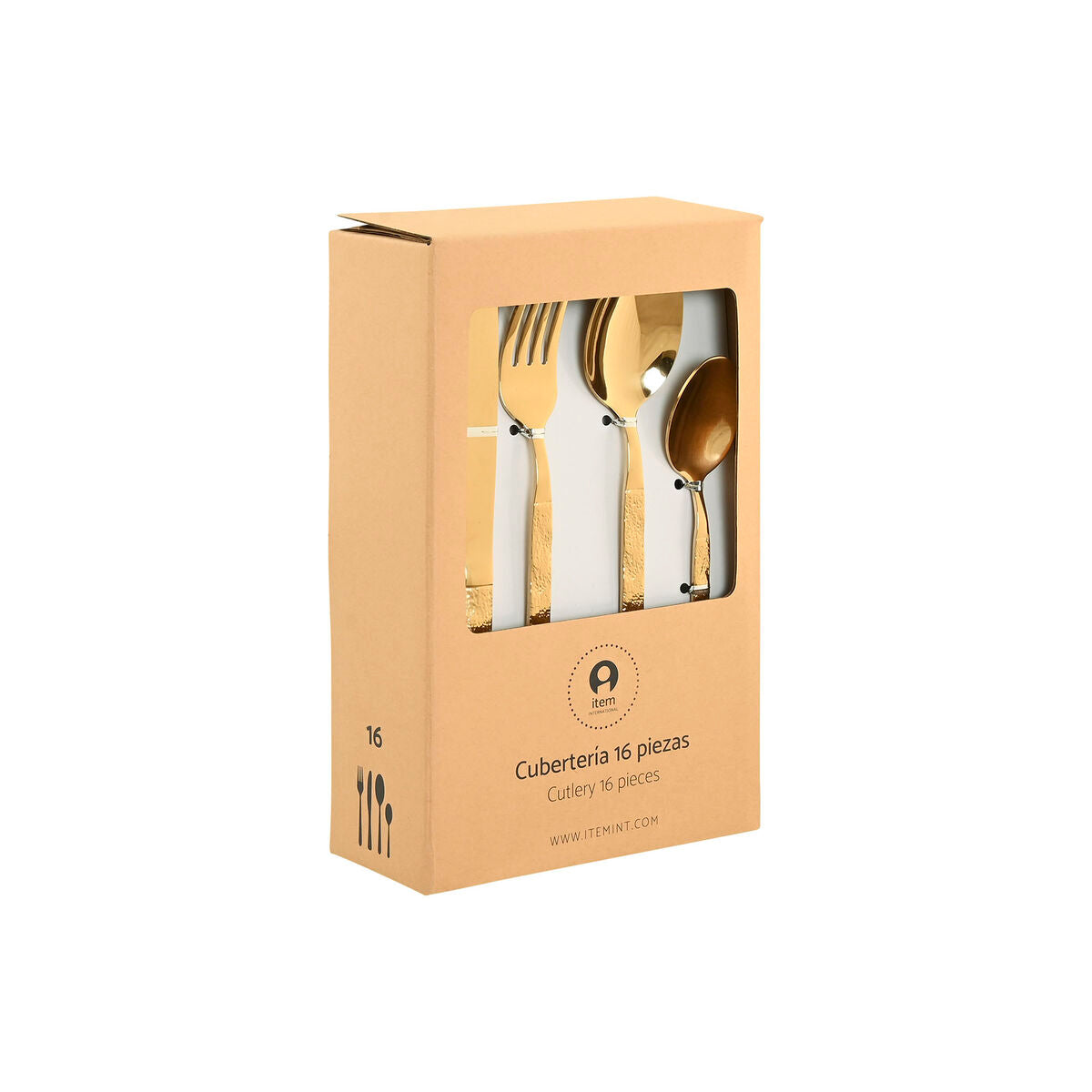 Couverts Home ESPRIT Doré Acier inoxydable 15 x 7 x 24 cm 16 Pièces