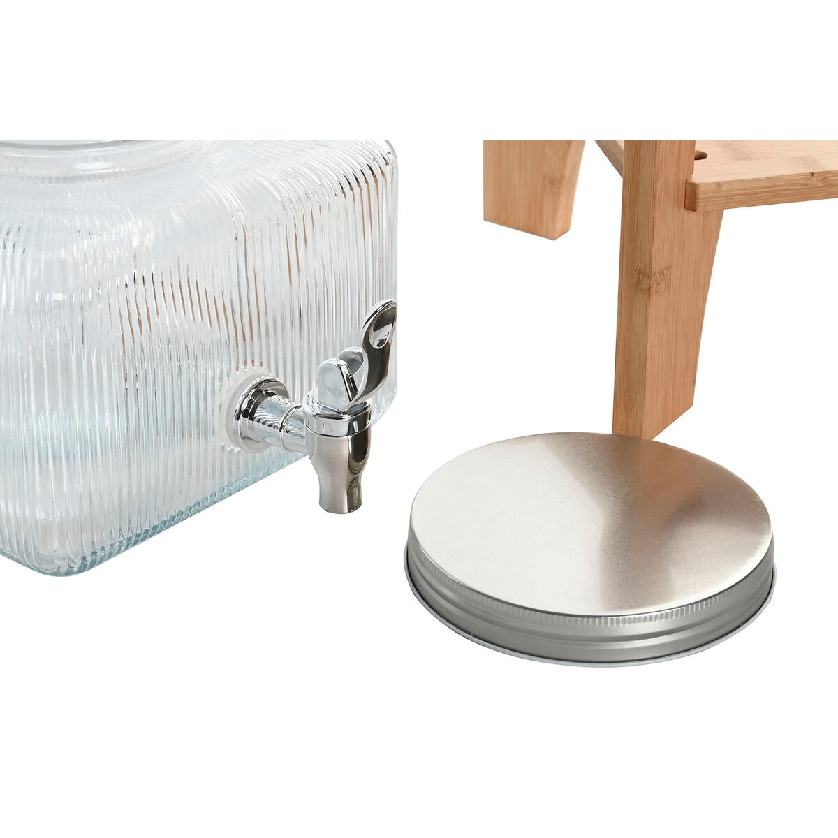 Distributeur d'eau Home ESPRIT Transparent Naturel Bambou Verre 3,5 L 19 x 19 x 16 cm