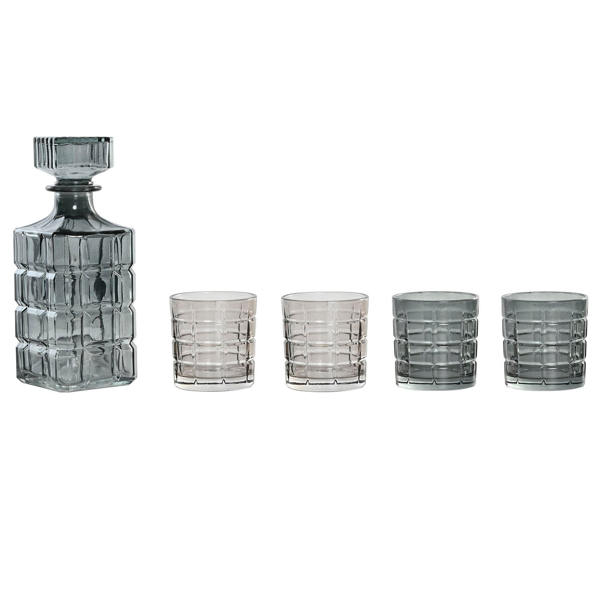 Ensemble de verres avec bouteille Home ESPRIT Gris Verre Urbaine 900 ml