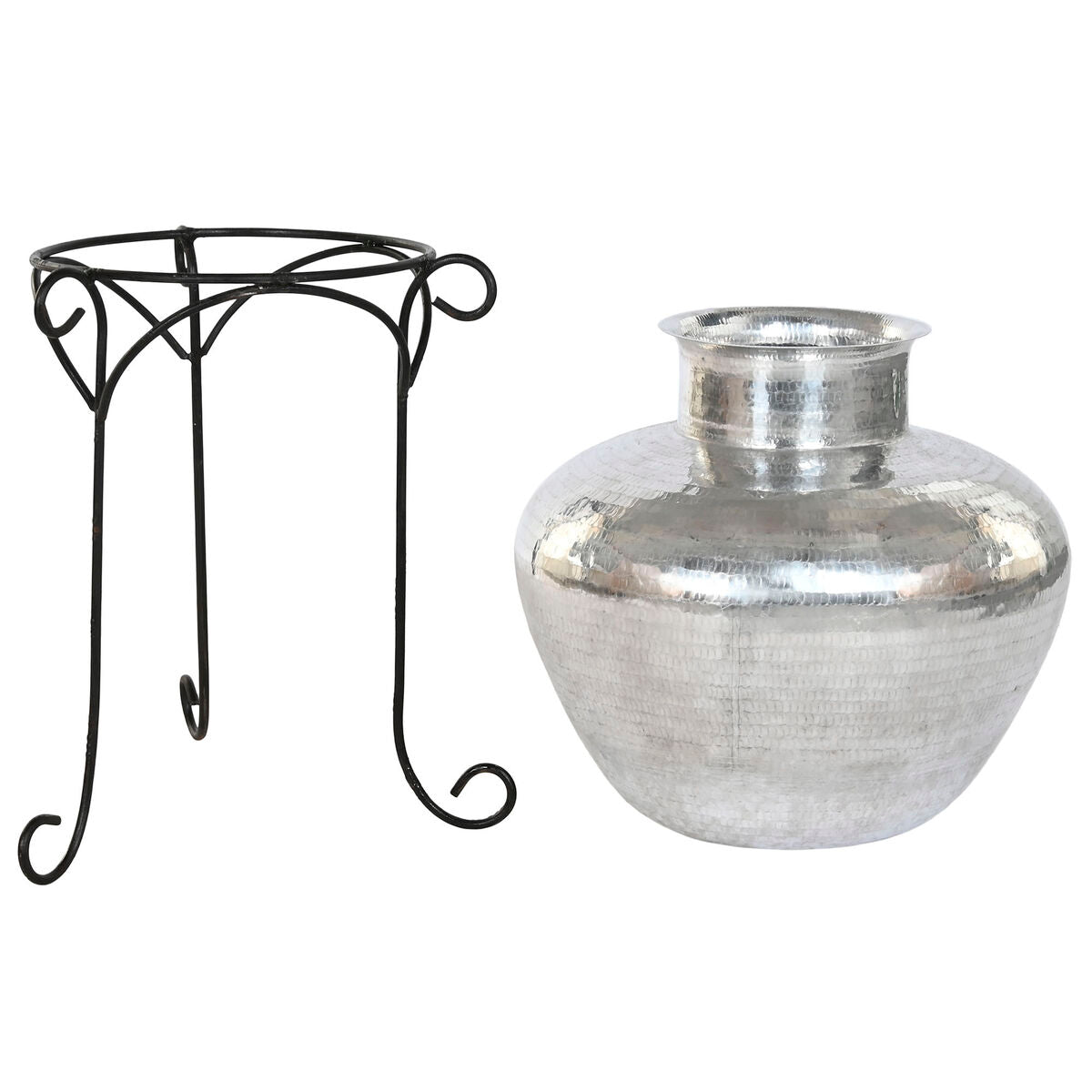 Vase Home ESPRIT Noir Argenté Aluminium 45 x 45 x 95 cm