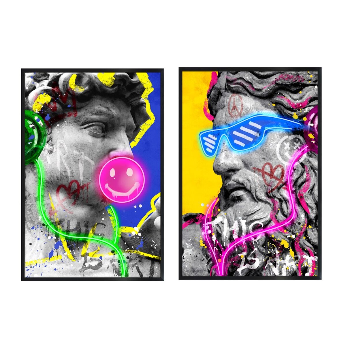 Tableau avec LED Home ESPRIT Moderne Mythologique 83 x 3 x 123 cm (2 Unités)