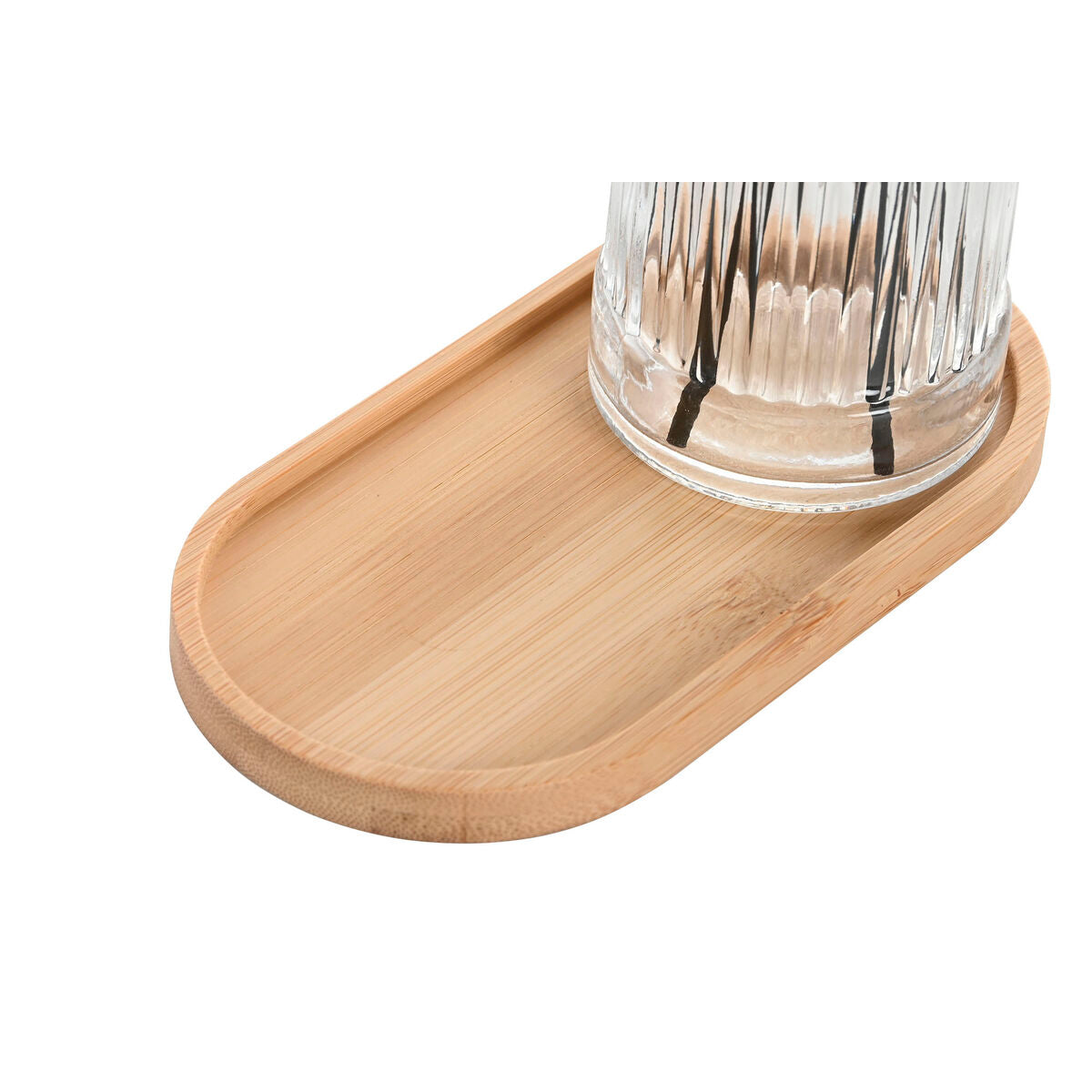 Ensemble de Bain Home ESPRIT Noir Transparent Bambou Verre Moderne 3 Pièces