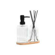 Ensemble de Bain Home ESPRIT Noir Transparent Bambou Verre Moderne 3 Pièces