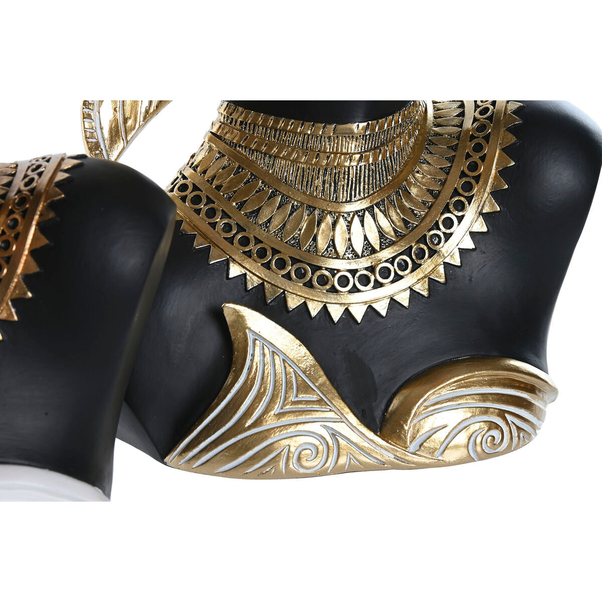 Figurine Décorative Home ESPRIT Blanc Noir Doré Africaine 22 x 11 x 37 cm (2 Unités)