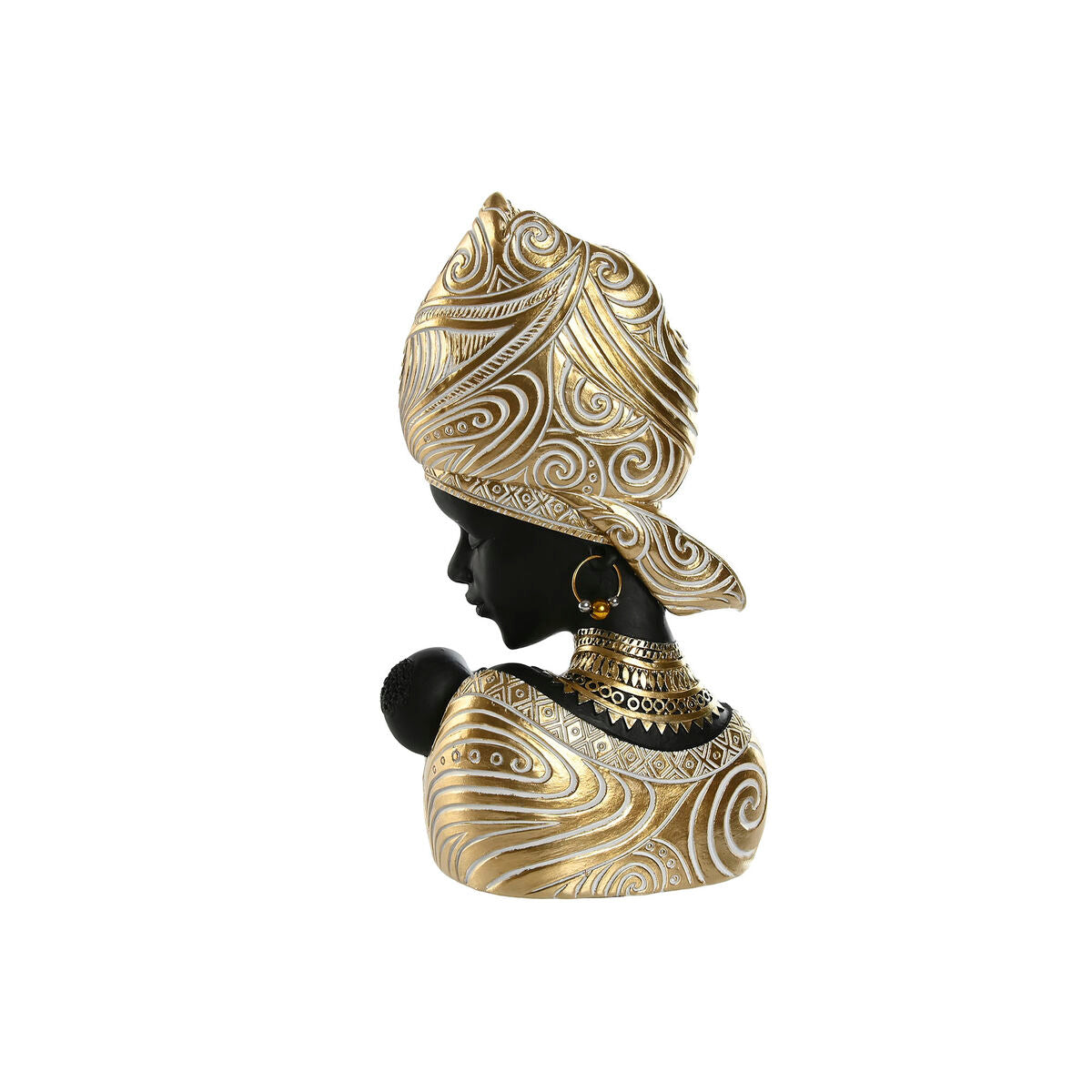 Figurine Décorative Home ESPRIT Blanc Noir Doré Africaine 15 x 9 x 25 cm (2 Unités)