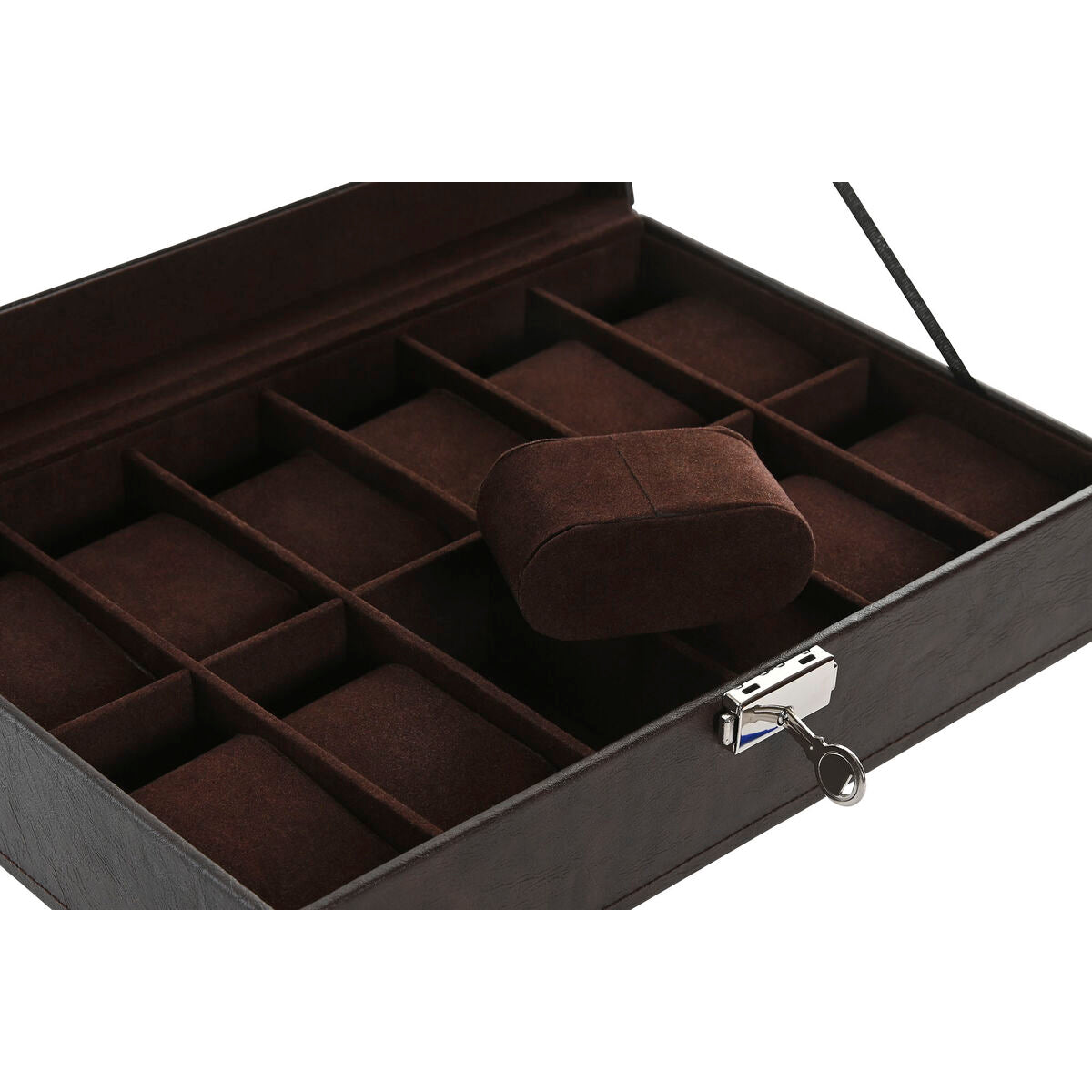 Boîte à bijoux Home ESPRIT Brun foncé Polyuréthane Verre Acier Bois MDF 30 x 20 x 8 cm