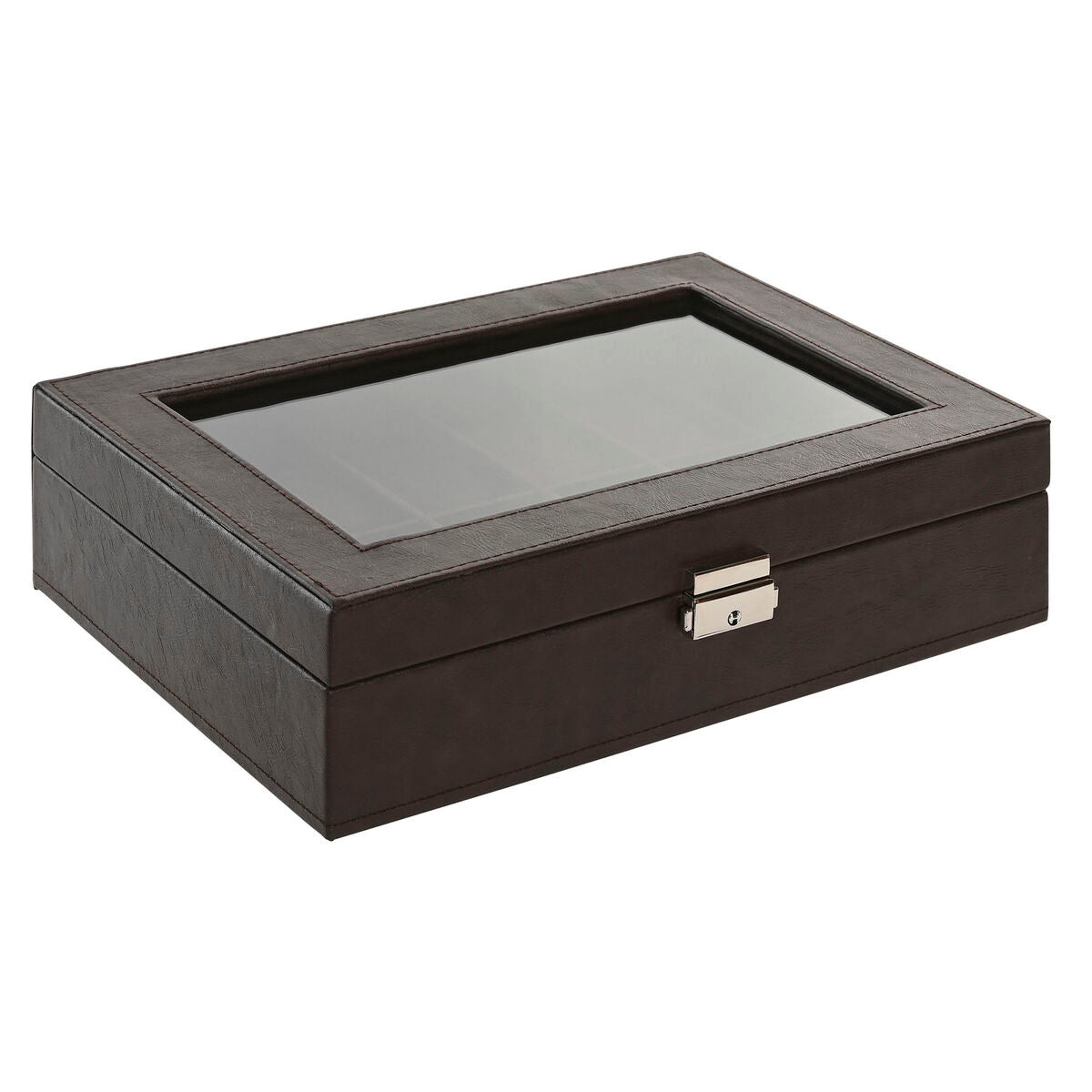 Boîte à bijoux Home ESPRIT Brun foncé Polyuréthane Verre Acier Bois MDF 30 x 20 x 8 cm