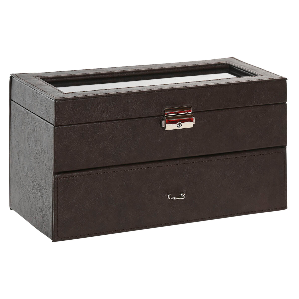 Boîte à bijoux Home ESPRIT Marron Polyuréthane Verre Bois MDF 27,5 x 11 x 15 cm