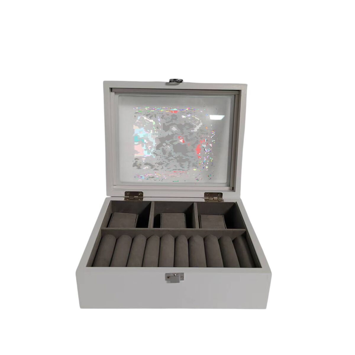 Boîte à bijoux Home ESPRIT Blanc Gris Bois MDF 22 X 19 X 7.5 CM