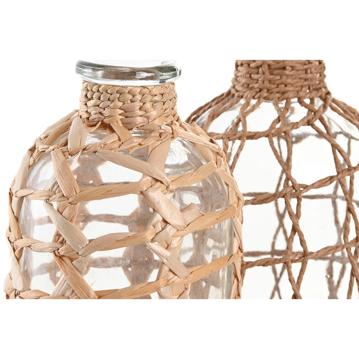 Vase Home ESPRIT Transparent Marron Clair Verre Naturel méditerranéen 12 x 12 x 33 cm (2 Unités)