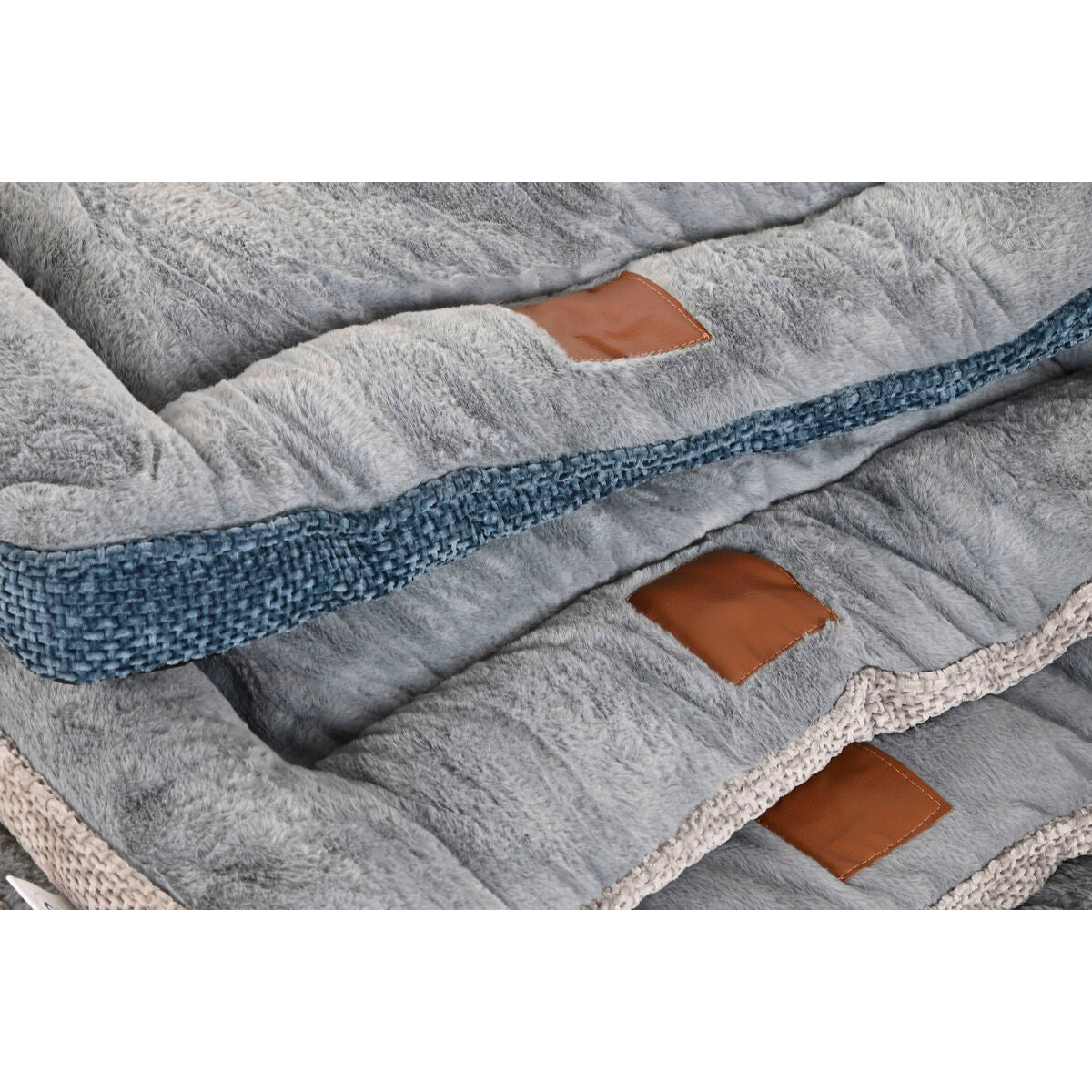 Lit pour animal domestique Home ESPRIT Bleu Gris Gris clair 85 X 70 X 8 CM 2 Unités