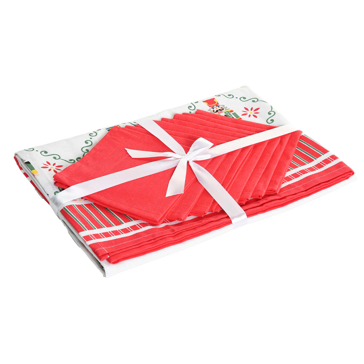 Nappe enduite antitache Home ESPRIT Blanc Rouge Vert Beige (9 Pièces)