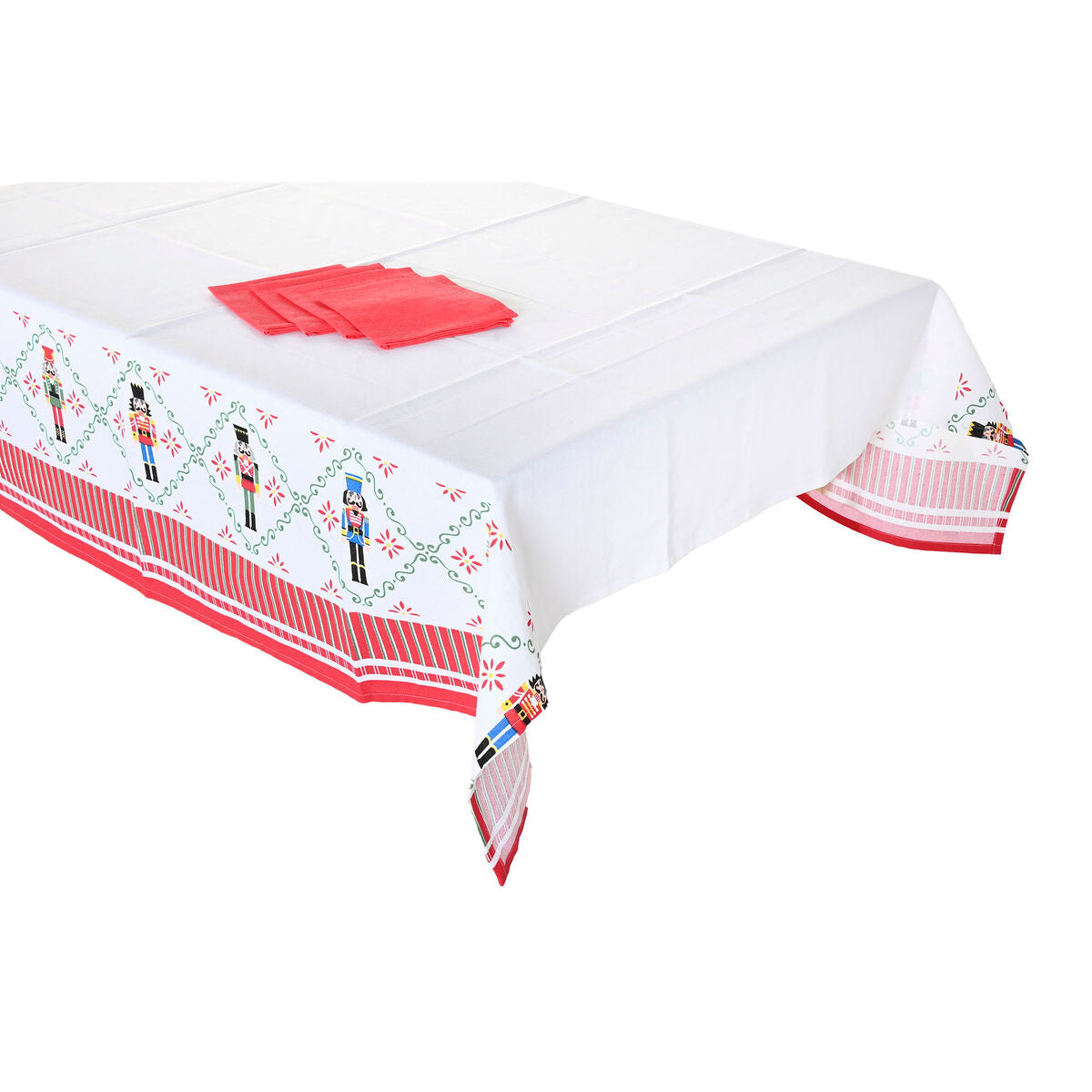 Nappe enduite antitache Home ESPRIT Blanc Rouge Vert Beige (9 Pièces)