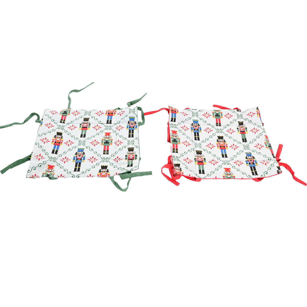 Panier décoratif Home ESPRIT Blanc Rouge Vert Beige Casse-Noisette Noël 30 x 30 x 8 cm (2 Unités)