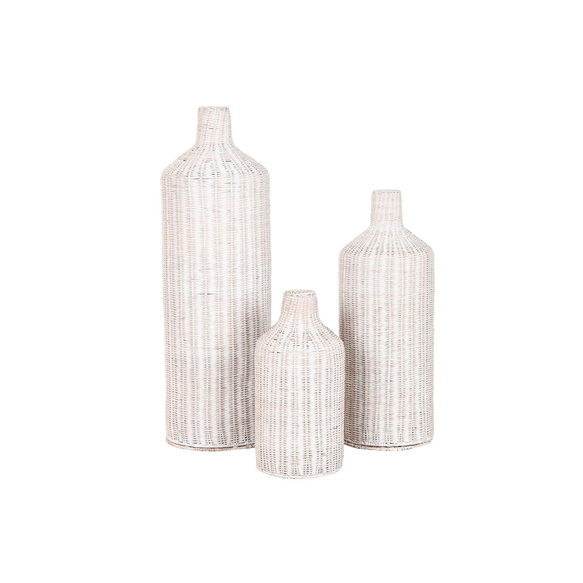 Ensemble de 3 Vases Home ESPRIT Métal Naturel 25 x 25 x 80 cm (3 Pièces)