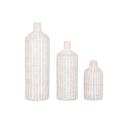 Ensemble de 3 Vases Home ESPRIT Métal Naturel 25 x 25 x 80 cm (3 Pièces)