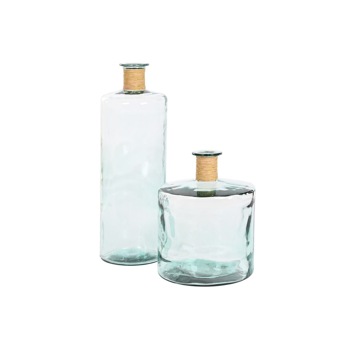 Vase Home ESPRIT Transparent Joncs Cristal recyclé Naturel 35 x 35 x 45 cm