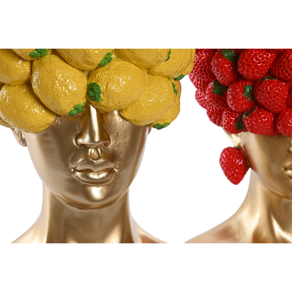 Vase Home ESPRIT Jaune Rouge Résine Doré Moderne Fruits 28 x 17 x 35 cm (2 Unités)