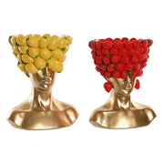Vase Home ESPRIT Jaune Rouge Résine Doré Moderne Fruits 28 x 17 x 35 cm (2 Unités)