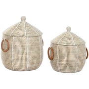 Set de basket Home ESPRIT Blanc Naturel Herbier marin (2 Pièces)