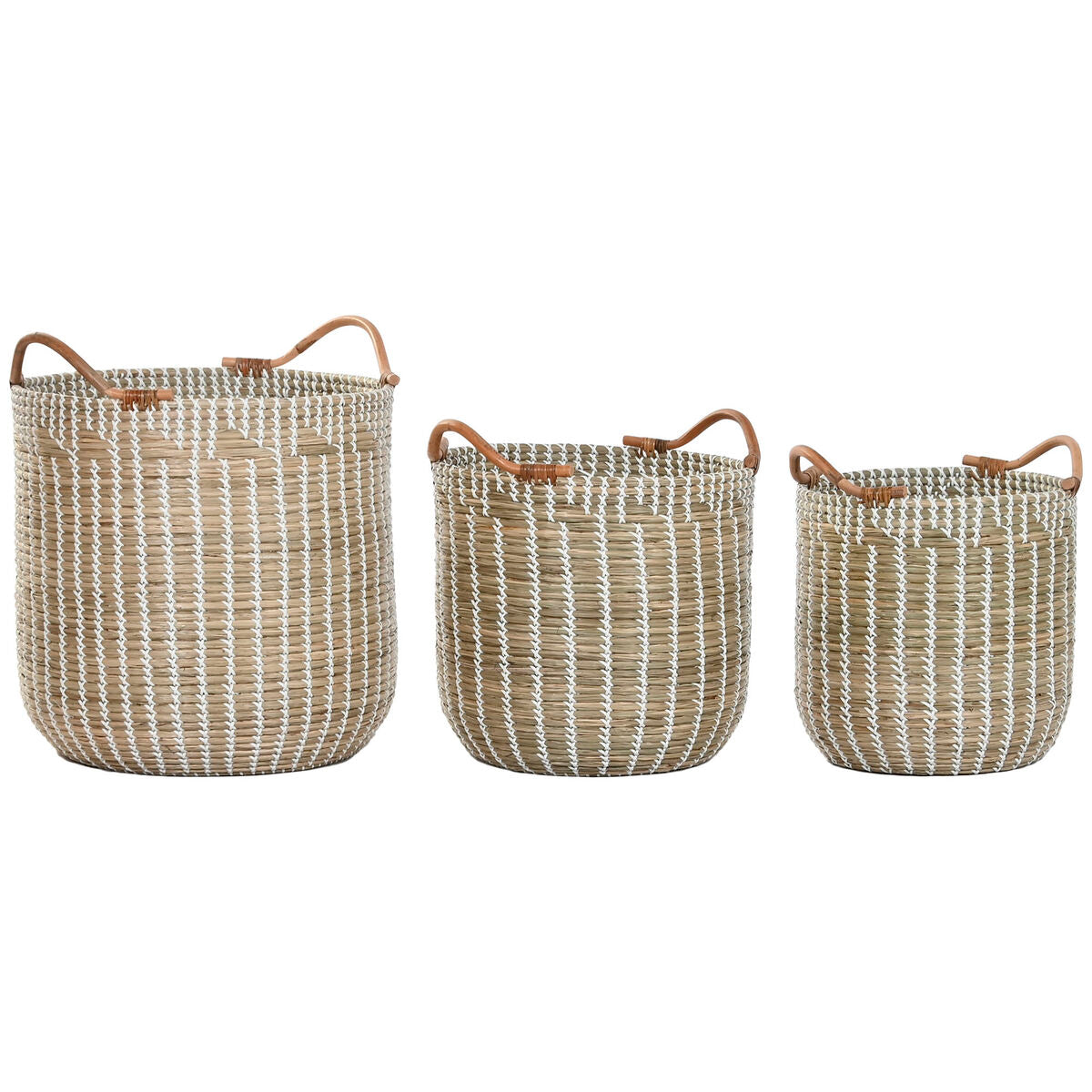 Set de basket Home ESPRIT Blanc Naturel Herbier marin (3 Pièces)