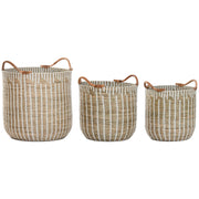 Set de basket Home ESPRIT Blanc Naturel Herbier marin (3 Pièces)