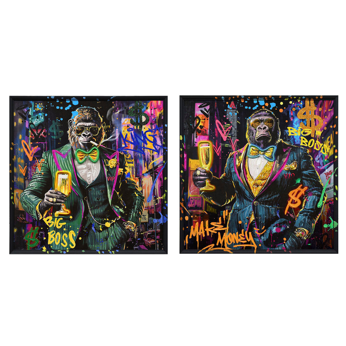 Tableau avec LED Home ESPRIT polystyrène Toile 83 x 3,7 x 83 cm