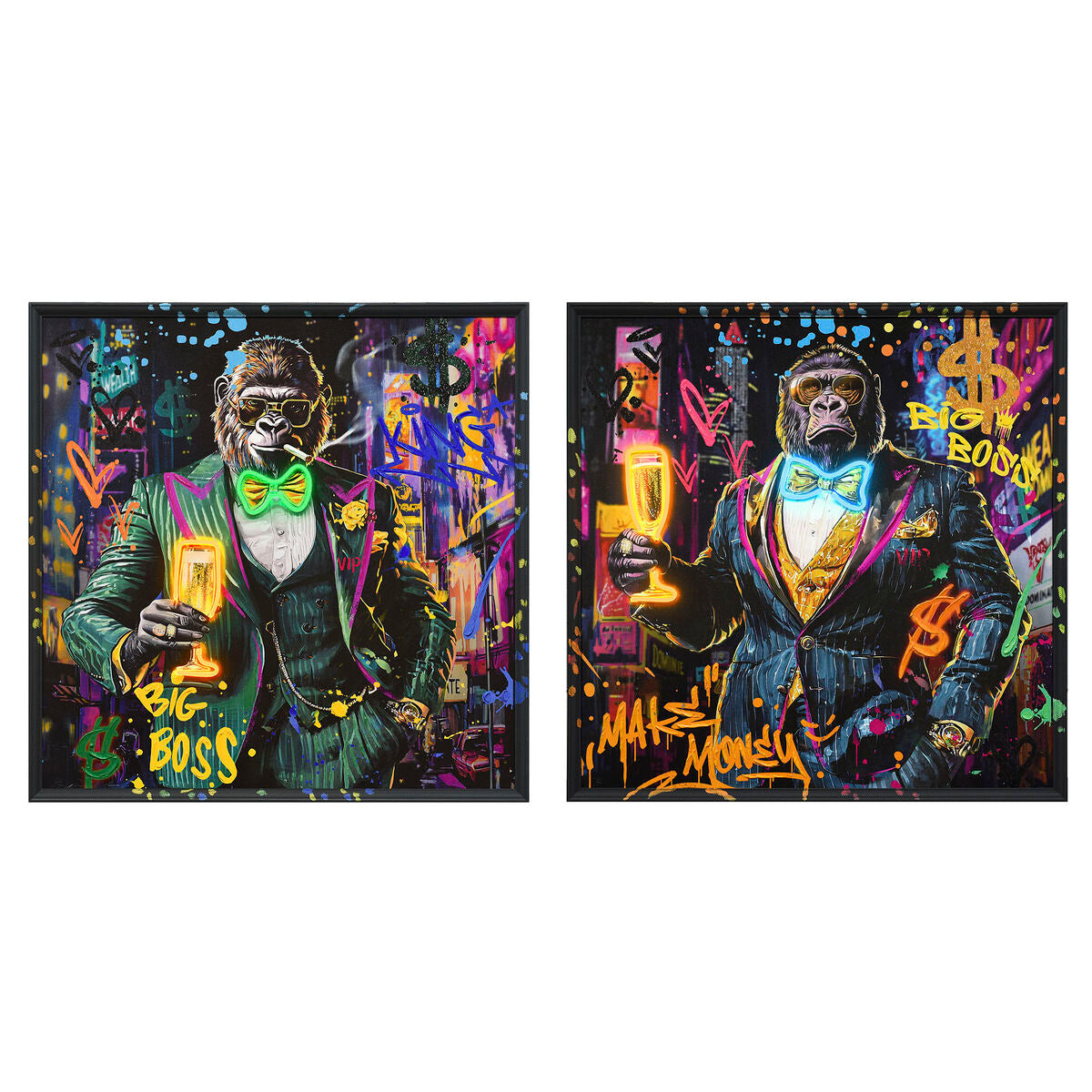 Tableau avec LED Home ESPRIT polystyrène Toile 83 x 3,7 x 83 cm