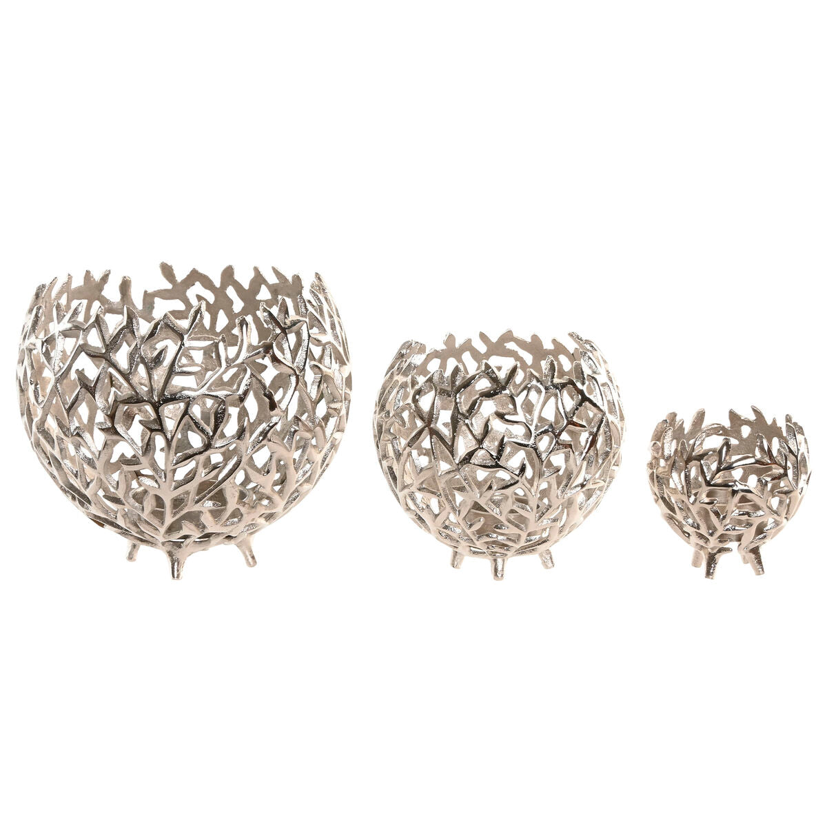 Bougeoir Home ESPRIT Argenté Aluminium 20 x 20 x 18 cm