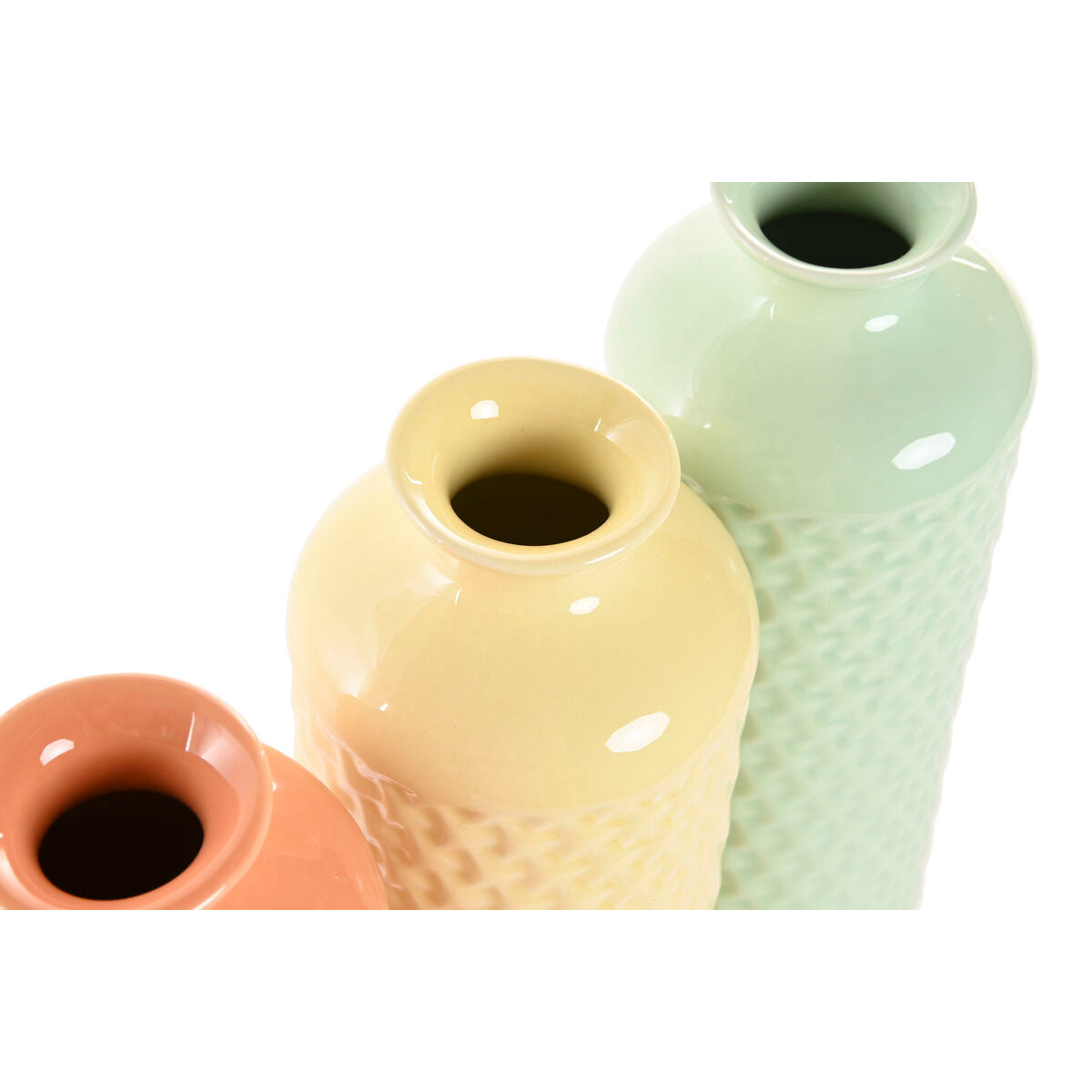 Vase Home ESPRIT Vert Beige Terre cuite Dolomite 9 x 9 x 30 cm (3 Unités)