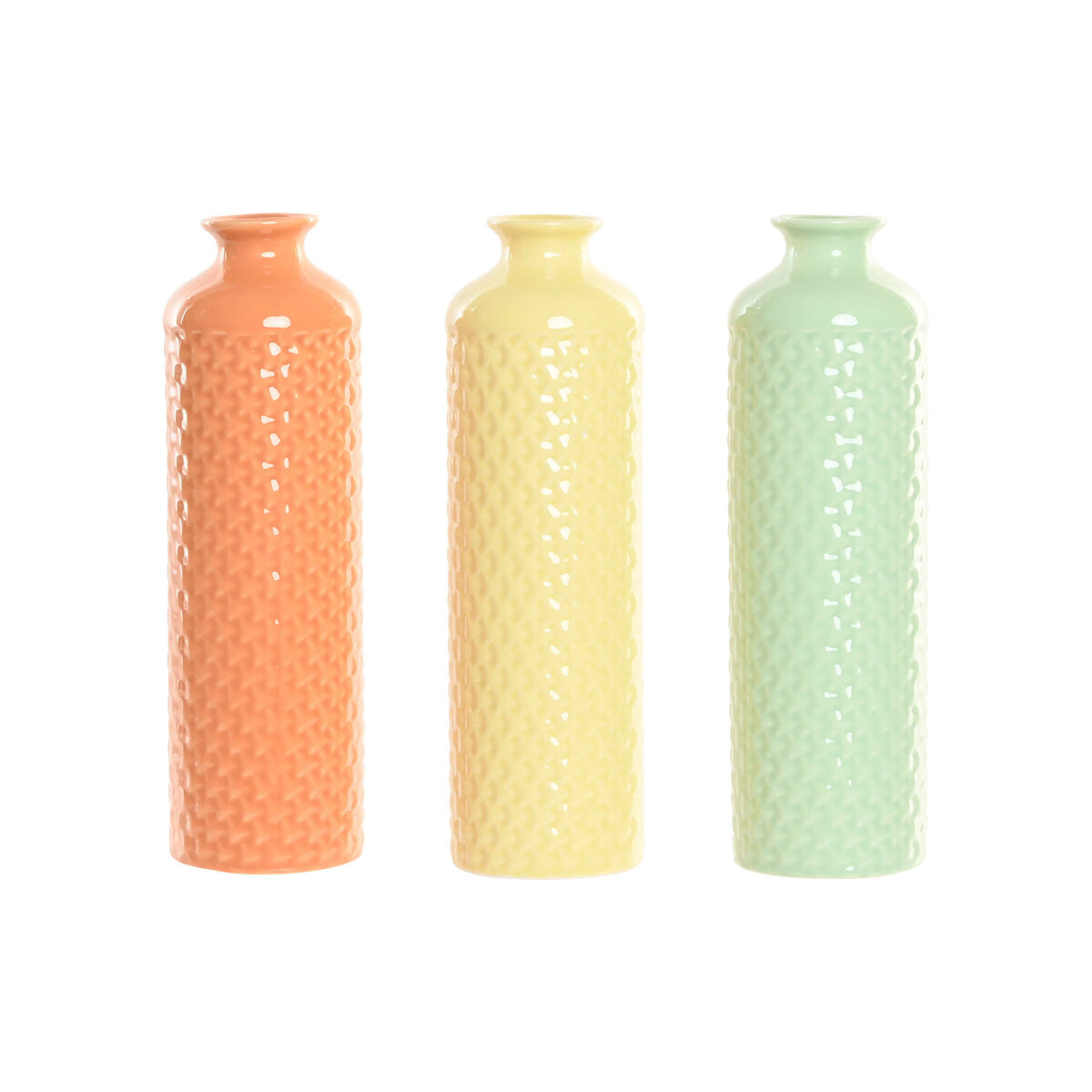 Vase Home ESPRIT Vert Beige Terre cuite Dolomite 9 x 9 x 30 cm (3 Unités)