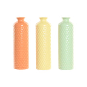 Vase Home ESPRIT Vert Beige Terre cuite Dolomite 9 x 9 x 30 cm (3 Unités)