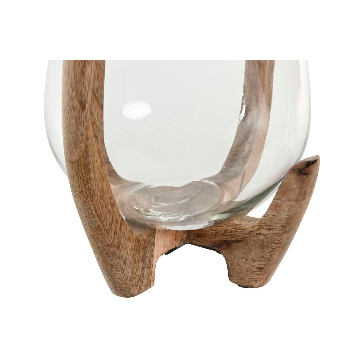 Bougeoir Home ESPRIT Naturel Verre Bois de manguier 18 x 18 x 33 cm