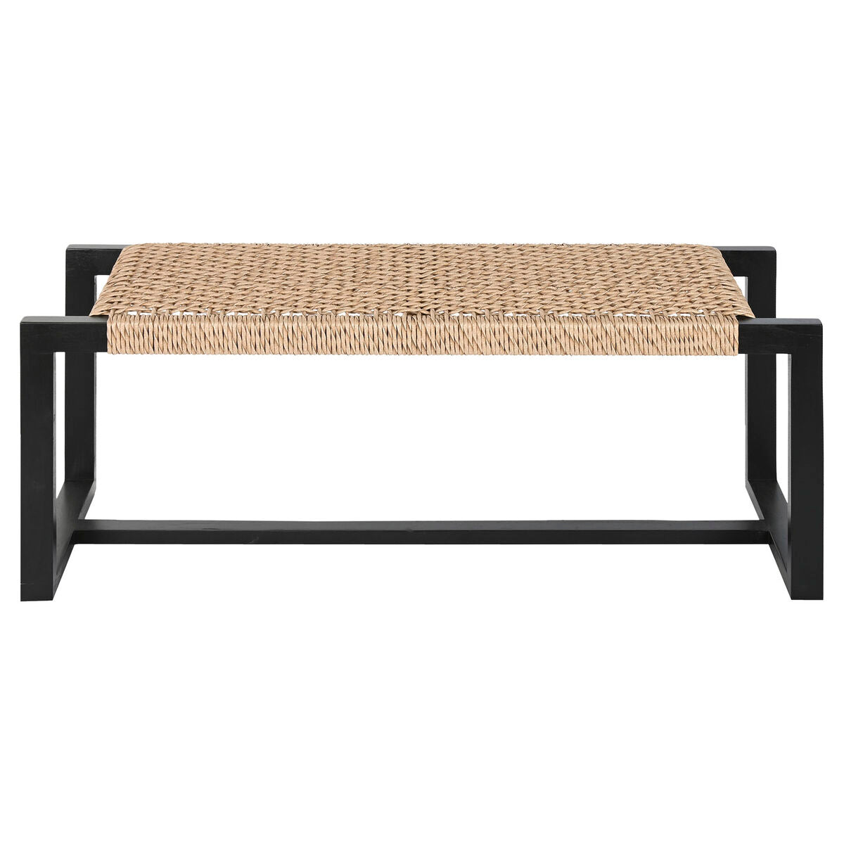 Banquette Home ESPRIT Noir Fibre synthétique Fibre bois de teck 120 x 40 x 45 cm