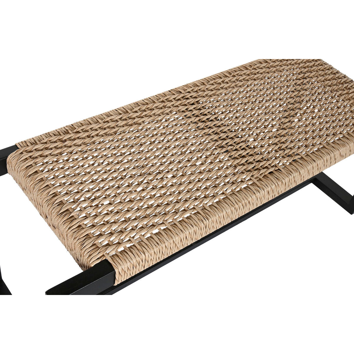 Banquette Home ESPRIT Noir Fibre synthétique Fibre bois de teck 120 x 40 x 45 cm