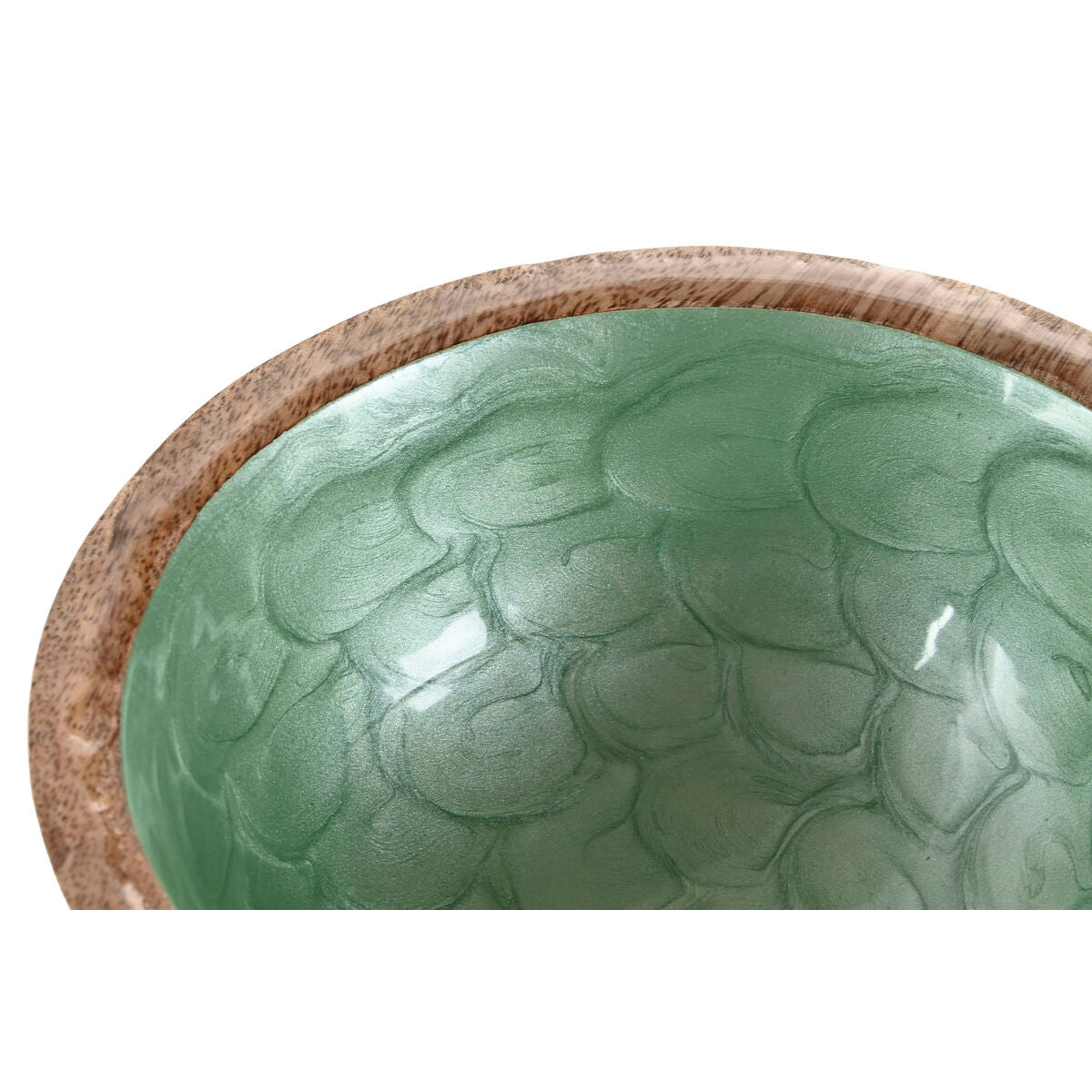 Bol pour Apéritifs Home ESPRIT Vert Naturel Bois de manguier Moderne Laqué 15 x 15 x 6,5 cm