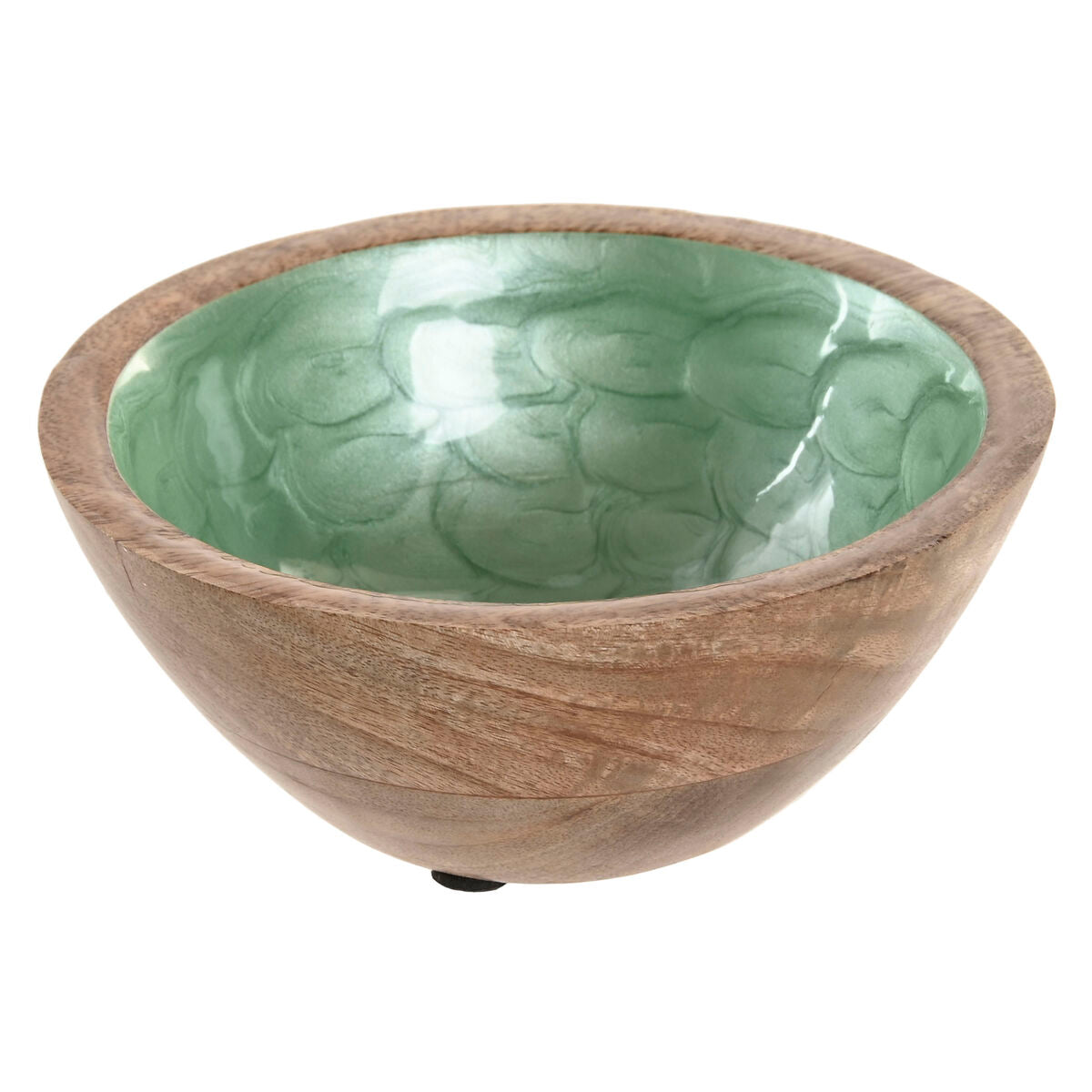 Bol pour Apéritifs Home ESPRIT Vert Naturel Bois de manguier Moderne Laqué 15 x 15 x 6,5 cm
