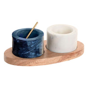 Salière et Poivrière Home ESPRIT Blanc Noir Naturel Acier inoxydable Acacia 20 X 10 X 7,6 CM