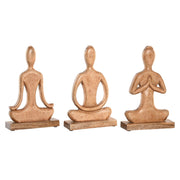 Figurine Décorative Home ESPRIT Marron Clair Naturel Yoga Arabe 17,7 X 6 X 28,5 CM (3 Unités)