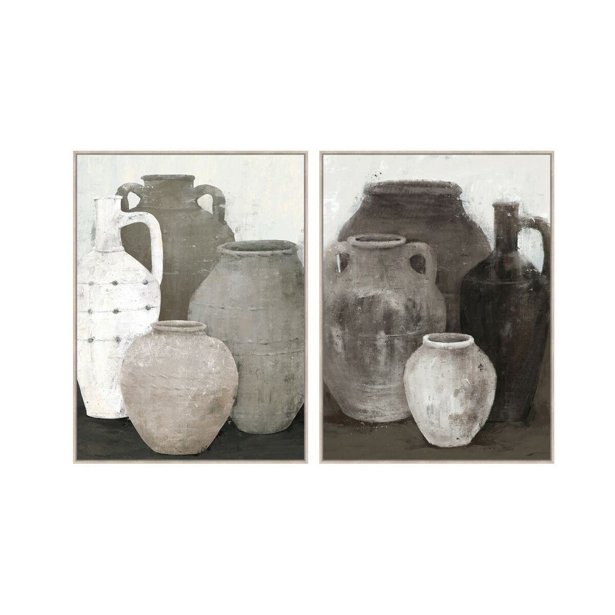 Toile Home ESPRIT Noir Gris Oriental Vase 90 x 4 x 120 cm (2 Unités)