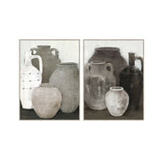 Toile Home ESPRIT Noir Gris Oriental Vase 90 x 4 x 120 cm (2 Unités)