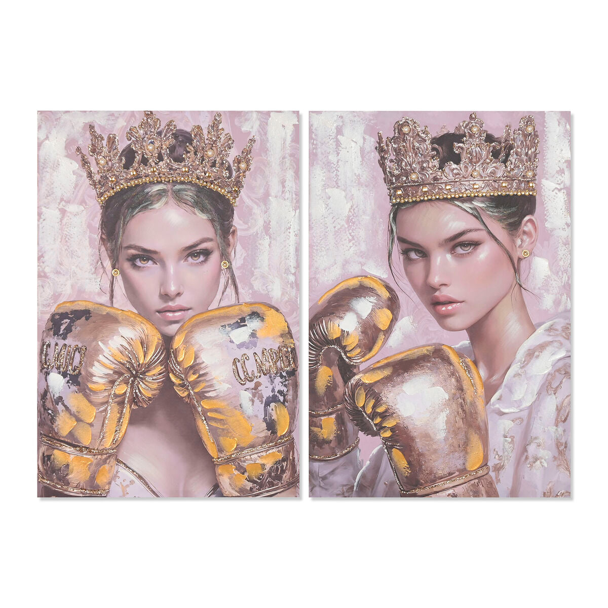 Toile Home ESPRIT Rose Doré Gant de boxe 60 x 3 x 90 cm (2 Unités)