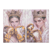 Toile Home ESPRIT Rose Doré Gant de boxe 60 x 3 x 90 cm (2 Unités)