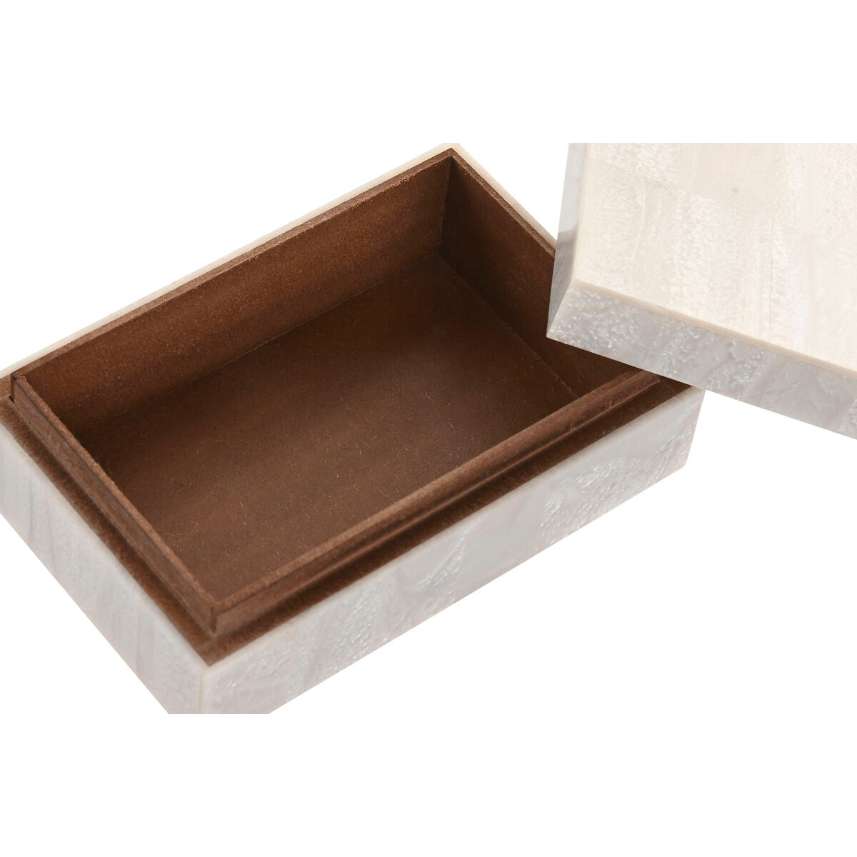 Boîte à bijoux Home ESPRIT Blanc Résine Bois de manguier 18 x 13 x 7,5 cm (2 Pièces)